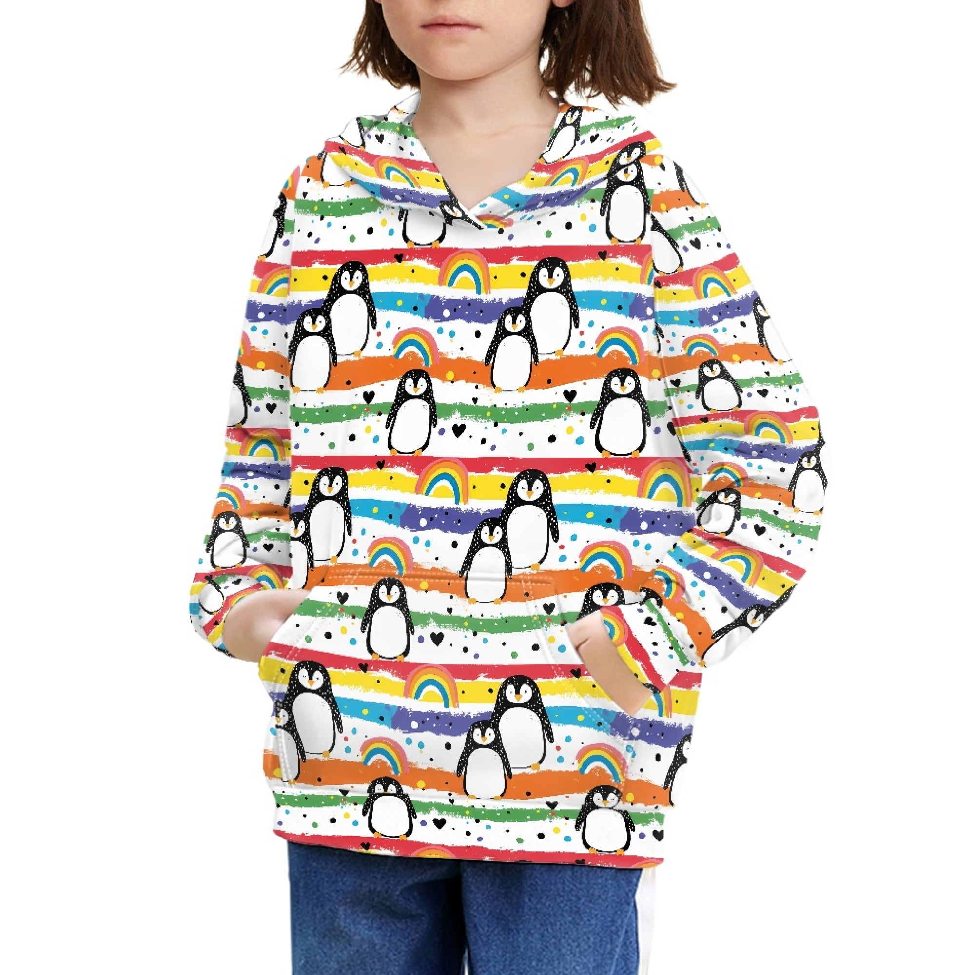 DISNIMO Penguin Hoodie Girl Rainbow Hoodies for Girls 11-13 Cute