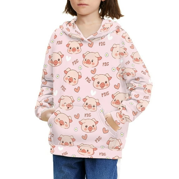 DISNIMO Pig Daisy Hoodies for Girls 6-7 Years Old Pink Pullover Hoodie Kids Sweatshirt with Hood Boys and Girls Matching Hoodies with Pockets for Girls Long Sleeve Sweatshirts Graphic