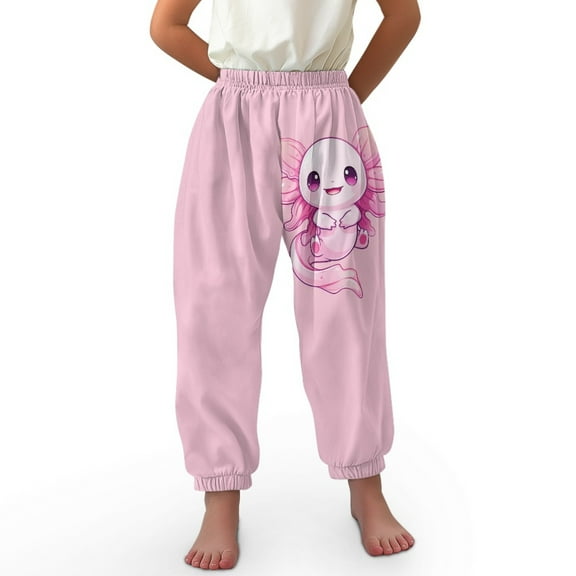 DISNIMO Pink Axolotl Bloomer Trousers for Girls Bloomer Harem Pants for Kids Baggy Pants Girls Harem Bloomers for Girls High Waisted Trousers Casual Elastic Waist Pants 8-12Y Girls