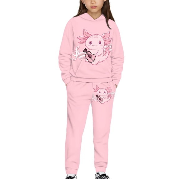 DISNIMO Pink Axolotl Hoodies for Kids Girls Hoodies Sets for Boys Hoodies Set Size 8-9 Hoodie Outfits for Girls Outfits Fall Pullover Hoodie Girls 2 Piece Hoodie Set Boys with Pockets