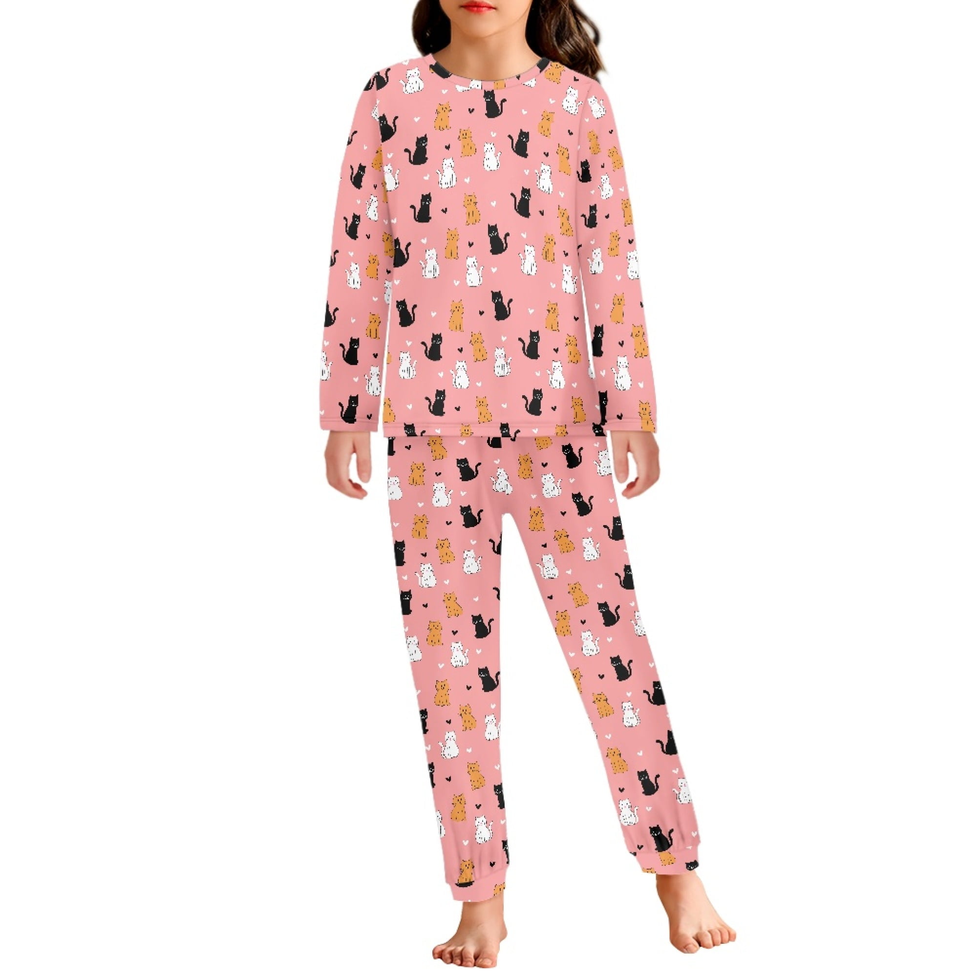 DISNIMO Pink Cat Pajamas for Kids Girls 11-12 Pajama Sets for Children ...