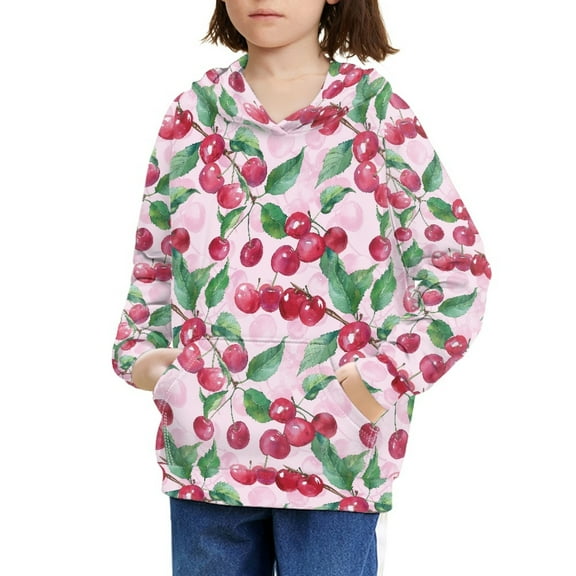 DISNIMO Pink Cherry Hoodie Kids Pullover Hoodie Girls Size 11-13 Fall Clothes Boys Sweatshirts with Hood Children Hoodies Girls Preppy Sweatshirt Kids Girls Sport Hoodies Boys Casual Hoodie Soft