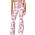 thumbnail image 1 of DISNIMO Pink Cow Print Flare Leggings for Kids 7-8 Girls Leggings Cross Flare Pants with Pockets for Kids Bell Bottoms Pants Girls Yoga Pants Bell Bottoms for Kids High Waisted Leggings, 1 of 7