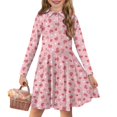 thumbnail image 1 of DISNIMO Pink Heart Dress Girls 3-4 Fall Dresses Kids Beach Dress Kids Long Sleeve Skater Dress Girls Swing Dress with Collar Button Up Dress Girls Twirling Dresses Children Church Dresses, 1 of 7