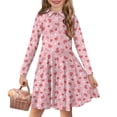 thumbnail image 1 of DISNIMO Pink Heart Dress Girls 9-10 Fall Dresses Kids Beach Dress Kids Long Sleeve Skater Dress Girls Swing Dress with Collar Button Up Dress Girls Twirling Dresses Children Church Dresses, 1 of 7