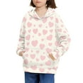 thumbnail image 1 of DISNIMO Pink Heart Hoodie Long Sleeve Sweatshirts with Hood and Pocket Matching Hoodies Boy and Girl Pullover Hoodie Kids 8-10 Fall Clothes for Girl Hoodies Streetwear, 1 of 7