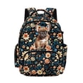 thumbnail image 1 of DISNIMO Pug Flower Print School Backpack for Kids Boys Girls 17 Inch Lightweight Bookbag with Padded Straps and Water Bottle Pocket, Elementary Kindergarten Preschool School Backpack, 1 of 7