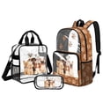 thumbnail image 1 of DISNIMO Pug Printed Clear Backpack for Girls, Yorkshire Terrier Paw Print 17 Inch Transparent Bookbag with Lunch Box and Pencil Bag Set, Heavy Duty PVC Clear Bookbag Large School Backpack, 1 of 4