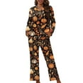 thumbnail image 1 of DISNIMO Pumpkin Print Womens Pajama Set Button Down 2 Piece Pj Lounge Sets Long Sleeve V Neck Sleepwear with Long Pants Thanksgiving Day Oversized Loungewear Nightwear, XS, 1 of 7