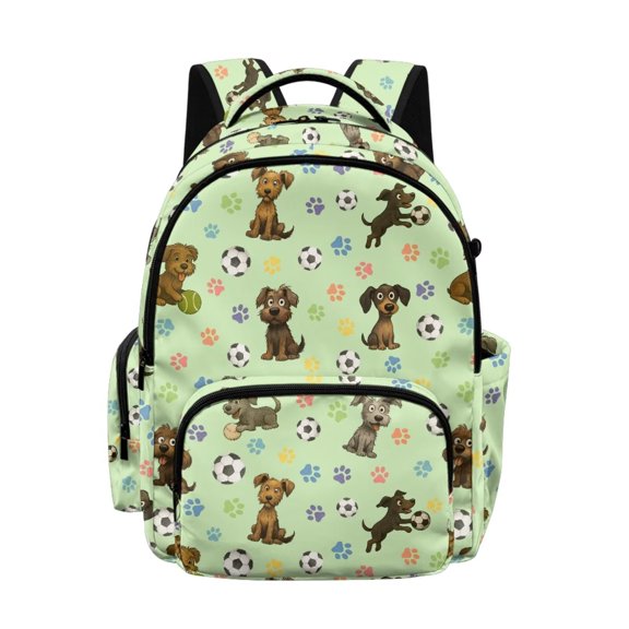 DISNIMO Puppy Soccer Print 17 Inch Kids Boys School Backpack, Multi Compartment Bookbag for Elementary & Middle School Students Daily Use