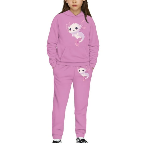 DISNIMO Purple Axolotl Hoodies for Girls Soft Hooded Sweatshirt Set Kids Hoodies And Sweat Pants Sets for Girls 2 Piece Hoodie Outfits for Girls 10-12 Hoodies And Pants Set for Boys Pullover Hoodie