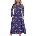 thumbnail image 1 of DISNIMO Purple Butterfly Girls Long Sleeve Dresses Size 5-6 Long Sleeve Dress for Kids Cute Dresses for Middle School Dance Girls Long Sleeve Swing Dress with Pockets Soft Midi Dress, 1 of 7