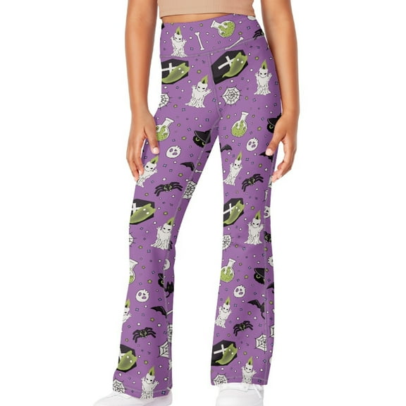 DISNIMO Purple Dachshund Flare Leggings with Pockets High Waisted Yoga Pants 7-8 Kids Dance Bell Bottoms Leggings for Kids Yoga Pants for Girls Leggings Cross High Waisted Flare Pants