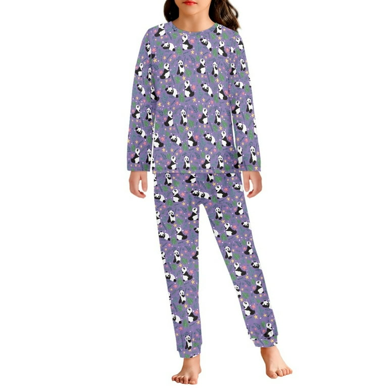 DISNIMO Purple Panda Pajama Set for Girls Size 13-14 Girls Pajamas