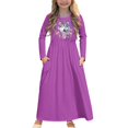 thumbnail image 1 of DISNIMO Purple Wolf Flower Long Sleeve Dress for Kids Fall Dresses for Kids Long Sleeve Dress with Pockets for Girls Long Dress Size 5-6 Girls Long Sleeve Swing Dress for Kids Crew Neck, 1 of 7