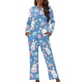 thumbnail image 1 of DISNIMO Rabbit Egg Daisy Print Womens Pajama Sets 2 Piece Long Sets Long Sleeve Sleepwear with Matching Pajama Pants Casual Loose Lounge Set with Pocket Button Down Loungewear Nightwear, XL, 1 of 7