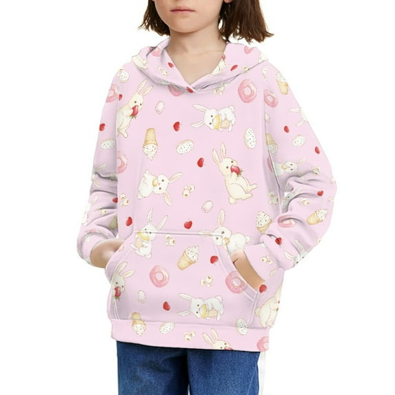 DISNIMO Rabbit Hoodie for Girls Ice Cream Hoodies Kids Boys Girls Fall Hoodies 6-7 Pullover Hoodie Sweatshirt with Hoodie Sweatshirts Trendy Clothes Street Wear Clothing