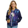 thumbnail image 1 of DISNIMO Raven Printed Jackets for Women Long Sleeve Sweatshirts V Neck Outwear Zip Up Jackets with Pockets, S, 1 of 7