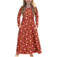 thumbnail image 1 of DISNIMO Red Thanksgiving Girls Dresses Long Sleeve Girls Dresses Size 7/8 Dresses For Kids 2024 Casual Fall Frock for Kids Swing Dress Long Sleeve Midi Sun Dress with Side Pockets, 1 of 7