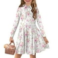 thumbnail image 1 of DISNIMO Rose Dress for Girls Dress with Flowers Kids Skater Dresses for Children Fall Outfits for Girls Dresses Long Sleeve Dress Children 7-8 Years Kids Midi Dress Girl Swing Dress Child Twirling, 1 of 7