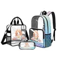 thumbnail image 1 of DISNIMO Scale Print Clear Backpack for School, Heavy Duty Large Clear School Bag Transparent Bookbag with Lunch Box & Pen Case, 17 Inch See Through PVC School Backpack, 1 of 5