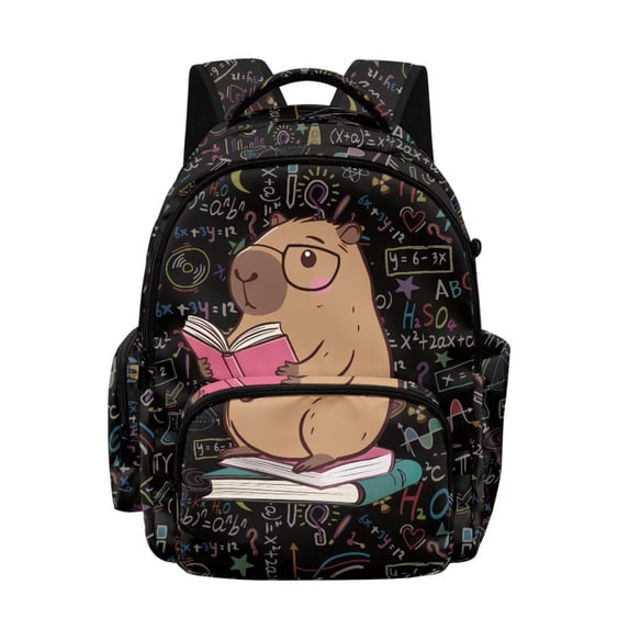 DISNIMO School Backpack for Kids 17 Inch Capybara Printed Lightweight Bookbag Large Capacity Backpack with Adjustable Strap & Multiple Pockets for Elementary School Students