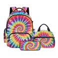 thumbnail image 1 of DISNIMO School Backpack for Kids, Tie Dye Print 3Pcs Backpack Set with Lunch Box and Pencil Case, Lightweight Bookbag Set for Kindergarten Elementary Students, Back to School Gift, 1 of 7