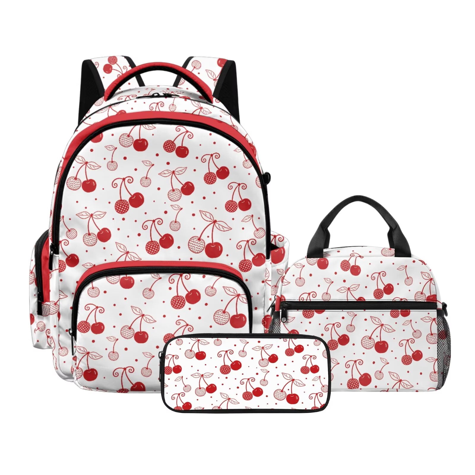 DISNIMO Schoolbag and Pencil Pouch Set, Cherry Print 17 Inch