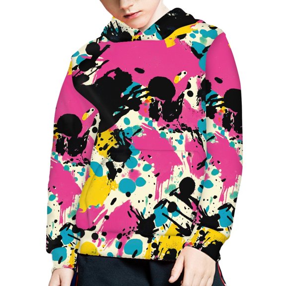 DISNIMO Scrawl Boy Colorful Hoodies Size 6-7 Pullover Hoodie for Girls and Boys Streetwear Hoodie Long Sleeve for Children Hooded Sweatshirt with Front Pocket Kids Fall Sweatshirts Casual