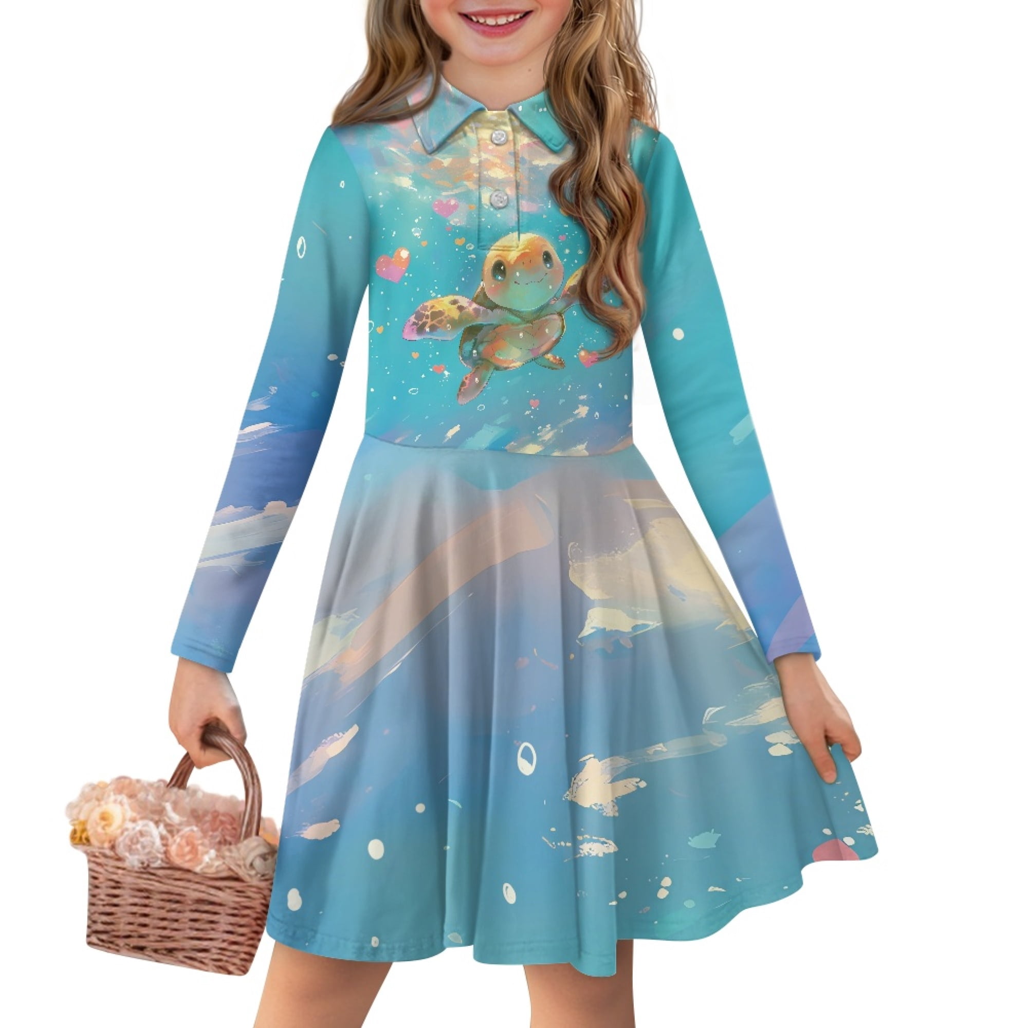 Ozkiz Toddler Girls Heart Print Dress - Pink Long Sleeve Ruffle Dress For Little Girls