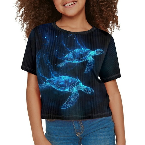 DISNIMO Sea Turtle Tshirt for Girls 11-12 Shirts Crop Top Kids Girls T-Shirt Youth Girls Tees Girls Polyester Shirt Short Sleeve Children Polyester Tshirt Girls Beach Clothing for School Girls Soft