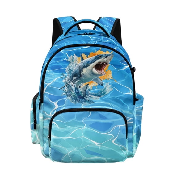 DISNIMO Shark Print Kids School Backpack for Boys Lightweight Schoolbag with Adjustable Strap for Primary Middle Students 17 Inch Large Bookbag Casual Daypack