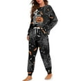 thumbnail image 1 of DISNIMO Skull Bat Print Womens Lounge Pjs Set Spider Web Printed 2 Piece Pajama Set for Women Long Sleeve Sleepwear with Pocket Pullover Top Long Pants Lounge Sets, 2XL, 1 of 7