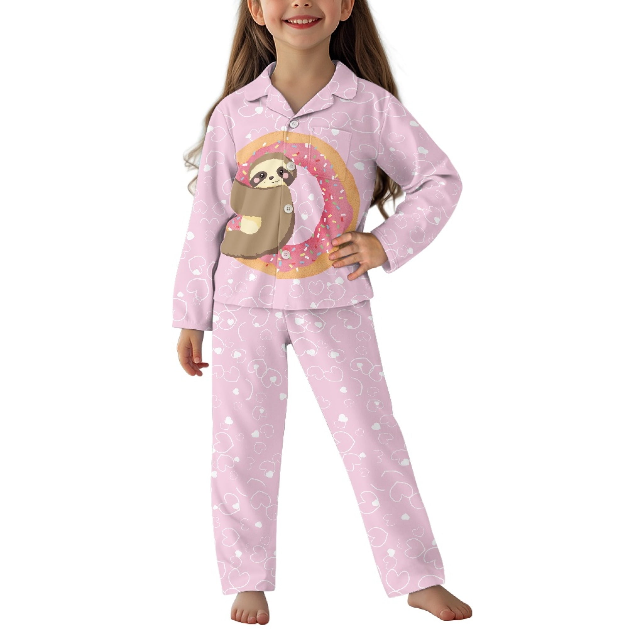 DISNIMO Sloth Donut Heart Pjs for Girls Soft Pajamas Set for Kids ...