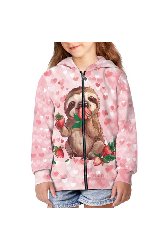 Sloth Hoodie for Girls Strawberry Hoodie Kids Heart Hoodie for Girls 6-7 Hoodies Sweatshirt Boys Hooded Sweatshirts Zip Hoodie Girls Jacket Hoodie Kids Long Sleeve Hoodies Cloth Children