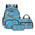thumbnail image 1 of DISNIMO Soccer Ball Football Print Boys Backpack, 17 Inch Kids Backpack with Insulated Lunch Box Set, Lightweight Portable School Bookbag for Travel Camping Picnic, 1 of 7