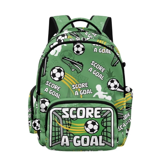 DISNIMO Soccer Ball Print Large Capacity Backpack for Kids, Multi Compartment School Bag with Side Mesh Pockets for Elementary Middle School Students Daily Use