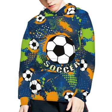 DISNIMO Soccer Hoodies for Boys Hoodie for Kids 6-7 Hoodie Sweatshirts for Boys Like Girls Sweatshirt with Hoodies Street Wear Hoodies for Boys Hooded Pullover Sweater Casual Wear