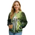 thumbnail image 1 of DISNIMO St. Patrick's Day Sweatshirts for Women Cat Flower Printed Jackets Long Sleeve Outerwear Jacket Zip Up Sweatshirts with Pockets, 3XL, 1 of 7