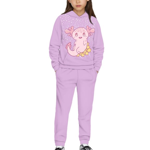 DISNIMO Star Axolotl Hoodie Girls Pull Over Hoodies Size 6-7 Girls Outfits Hoodie Kids Fall Hoodies Girls Hoodies And Sweatpants Set for Boys 2 Piece Hoodie Outfits for Boys Hooded Sweatshirt