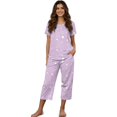 thumbnail image 1 of DISNIMO Star Printed Women's Short Sleeve Pajama Sets Soft Sleepwear Short Sleeve Tops and Capri Pant Pjs for Summer, XL, 1 of 7