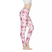 DISNIMO Starfish Shell Printed Yoga Pants Leggings for Women, Stretch Workout Yoga Pants Tummy Control Workout Leggings for Running Cycling, Pink, M