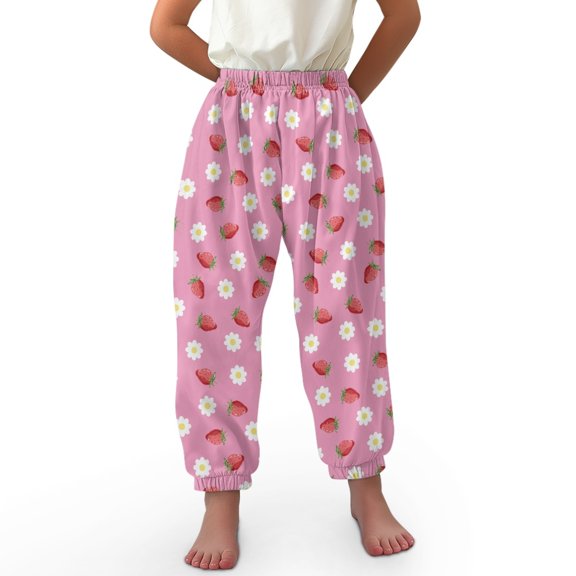 DISNIMO Strawberry Daisy Harem Pants Girls Bloomer Harem Pants for Kids Lantern Pants for Girls Harem Bloomers Kids Baggy Pants Girls 8-12 Pants High Waisted Jogger Pants Loose