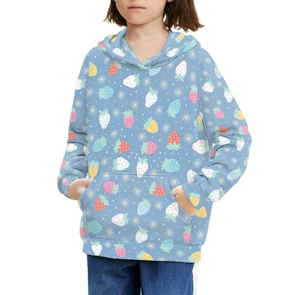 DISNIMO Strawberry Hoodie Kids Girls Hoodies 6-7 Pullover Graphic Hoodie Sweatshirts for Boys Hooded Sweatshirt with Hoodie Children Back To School Clothing Preppy Streetwear Fall Casual