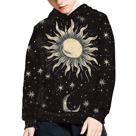 DISNIMO Sun Moon Hoodie Boys 14-16 Hoodies Sweatshirts Long Sleeve Pullover Fall Hoodie Kids Child Sweatshirt with Hoodie for Girls Streetwear Hoodies with Pockets Soft Galaxy Hoodies Teen