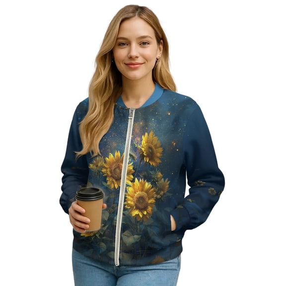 DISNIMO Sunflower Printed Sweatshirts for Women Casual Jackets Long Sleeve Outerwear Fall Winter Clothes, S