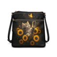 thumbnail image 1 of DISNIMO Tabby Cat Print Crossbody Bag Purse for Women Sunflower Butterfly Print Messenger Handbag Women's Leather Handbags with Shoulder Strap, 1 of 7