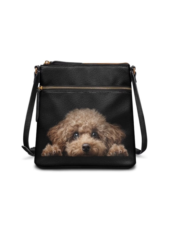 Teddy Dog Print Crossbody Shoulder Bag Women's Leather Handbag with Shoulder Strap Lightweight Fashion Messenger Handbag for Daily Use