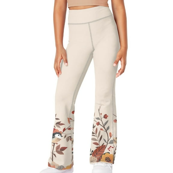 DISNIMO Thanksgiving Bird Flared Leggings Kids 9-10 Yoga Pants Leggings for Girls Flare Leggings Cross Waist Bell Bottoms Yoga Pants for Girls Dance Leggings Flare Girls Workout Leggings