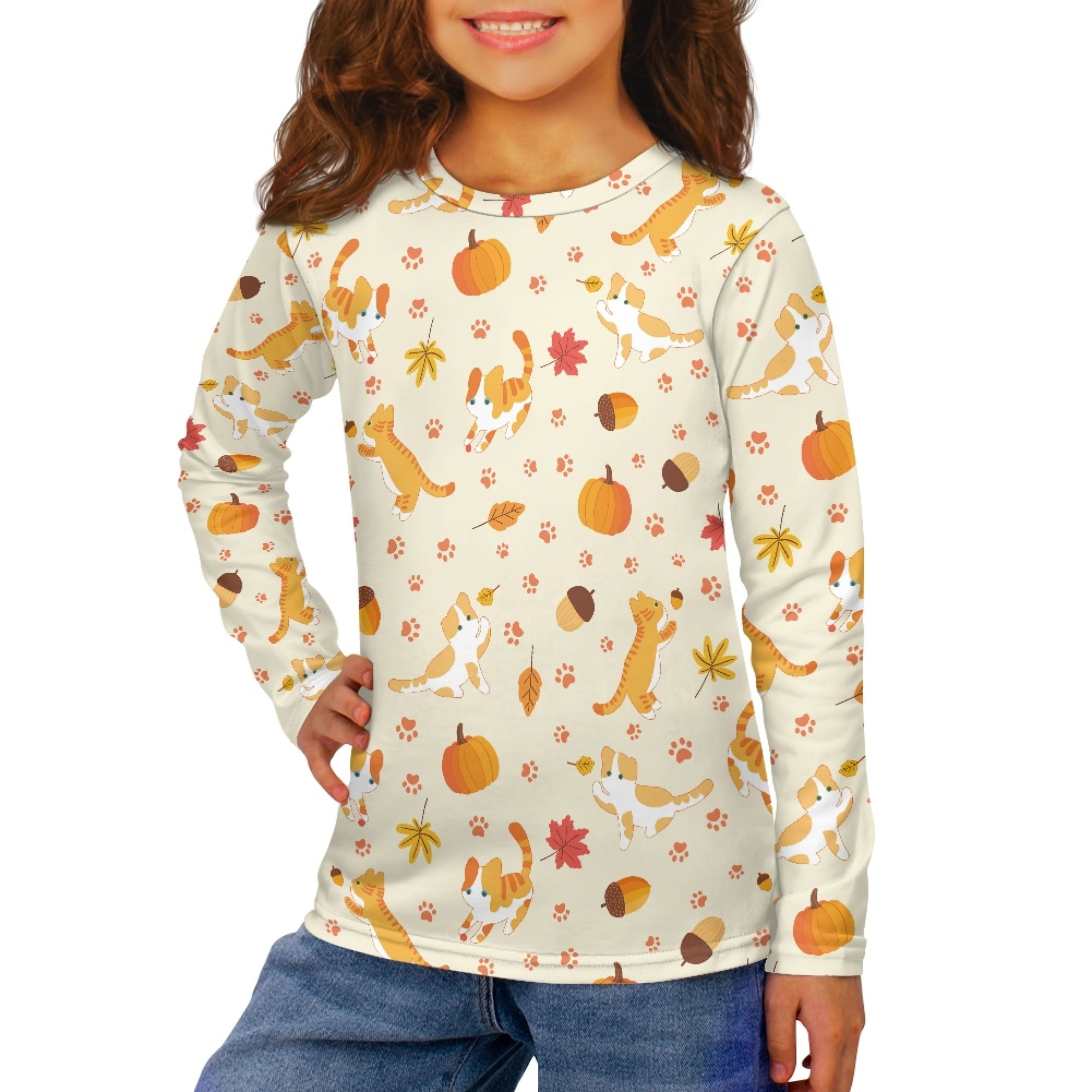 DISNIMO Thanksgiving Cat Pumpkin TShirt for Kids 56 Girls Shirts Fall